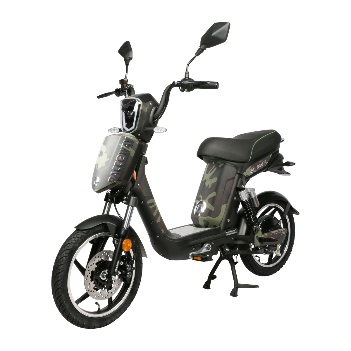 Elektrický motocykel RACCEWAY E-BABETA, maskáč zelený